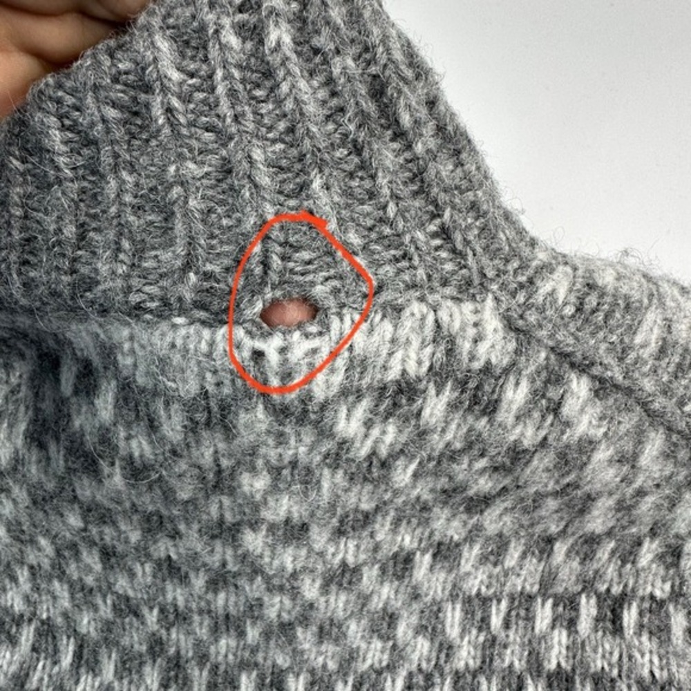 Everlane‎ Grey Checkered Mock Neck Merino Wool Alpaca Blend Sweater Womens XS - Picture 10 of 14
